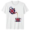 Union Jack T-Shirt Great Britain Tea Pot UK Flag England Tee For Adults