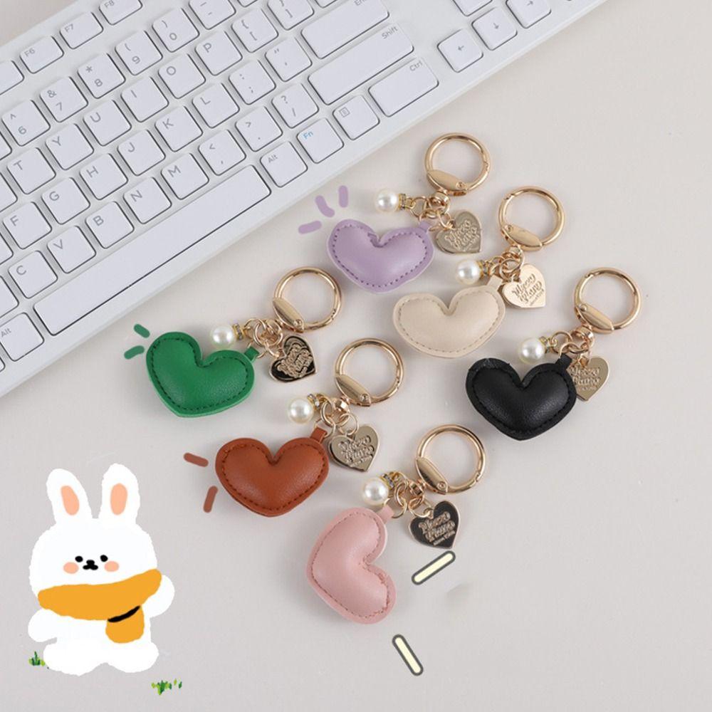 Love Pendant Love Keychain PU Leather Bag Pendant Cute PU Leather Hanger Car Accessory