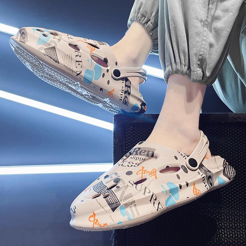 Мужские дырявые туфли на толстой подошве, верхняя одежда, наступая на дерьмо, тапочки с мешком на голове, увеличивающие высоту, пляжные сандалии для отдыха на природе