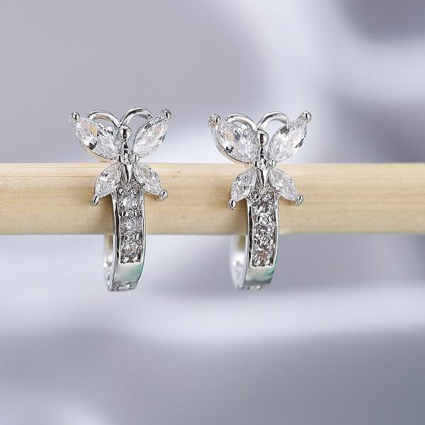 1 пара женских модных серег-кольцев с цирконием, маленькие серьги с пряжкой-бабочкой, подарки на свадьбу, помолвку и вечеринку