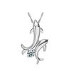 Cute Silver Color Double Dolphin Rhinestone Short Chain Pendant Necklace Jewelry