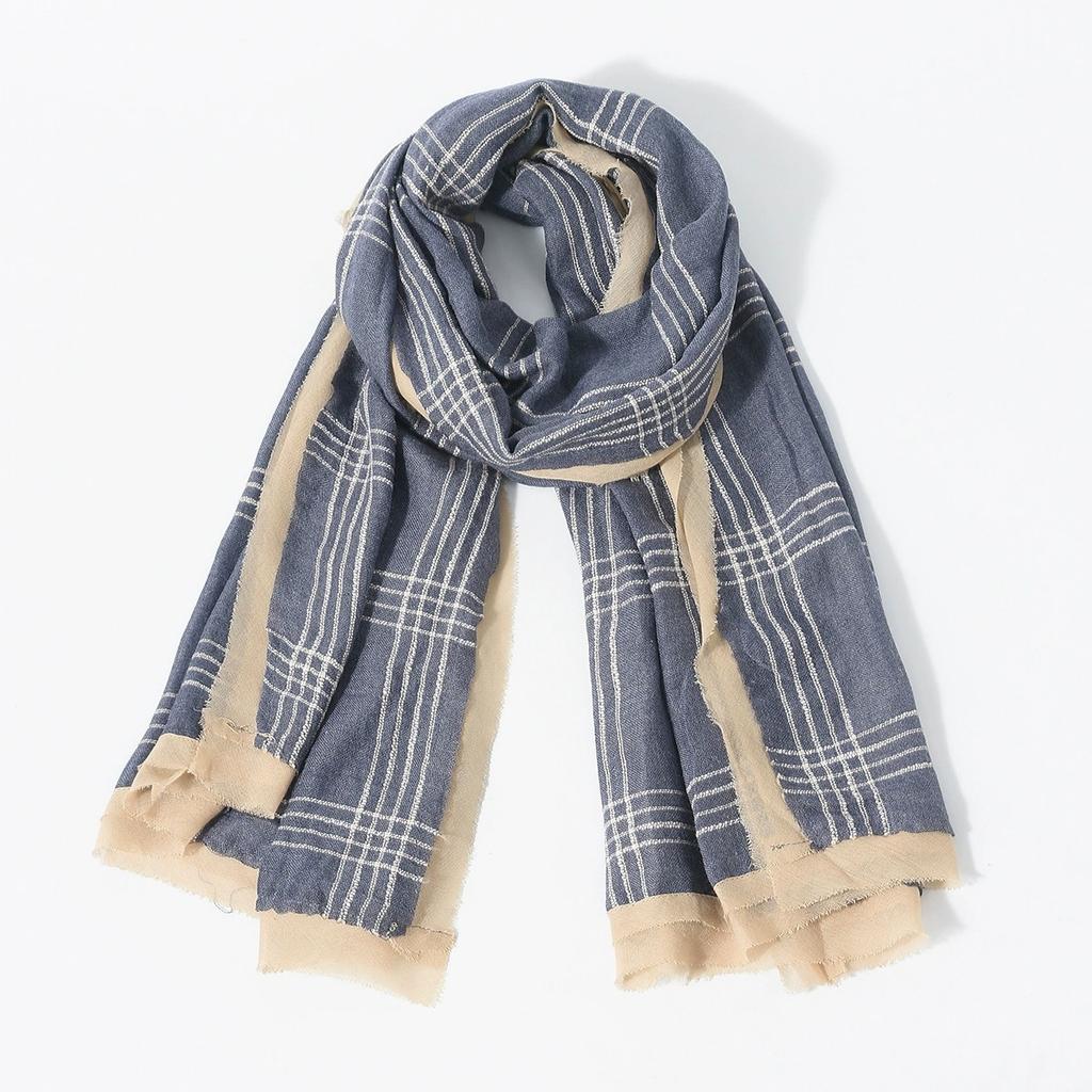 Men's Patchwork Striped Autumn/Winter Jacquard Scarf New Warm Personalized Black Scarf for Men