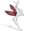[A9259] - Garnet 'Tinker Bell' Silver Pendant - 20x27 Mm