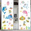 Мультяшная наклейка на стену с морскими животными, украшение детской комнаты в детском саду, самоклеящийся подводный мир