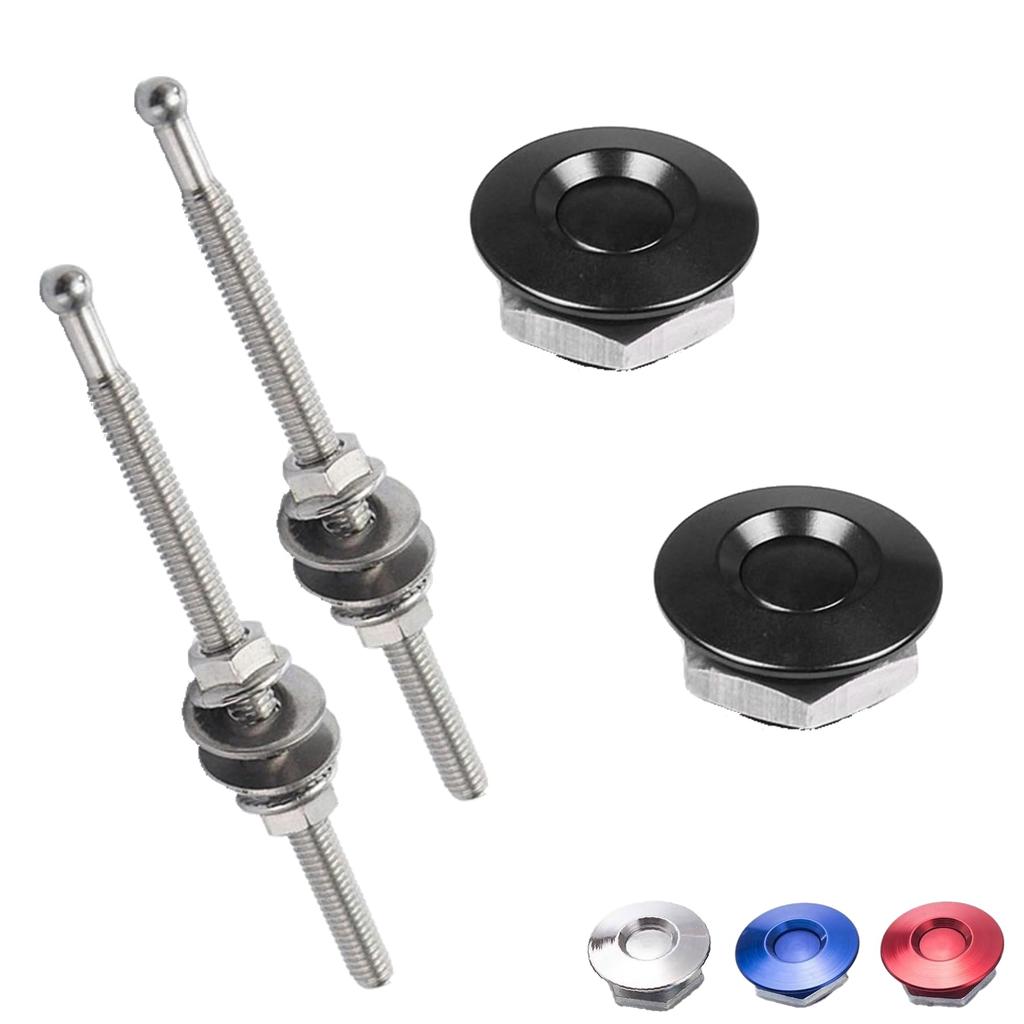 ROOOCYY Hood Pins Universal Push Type Hood Pins Trunk Aero JDM USDM Custom Set of 2 Black