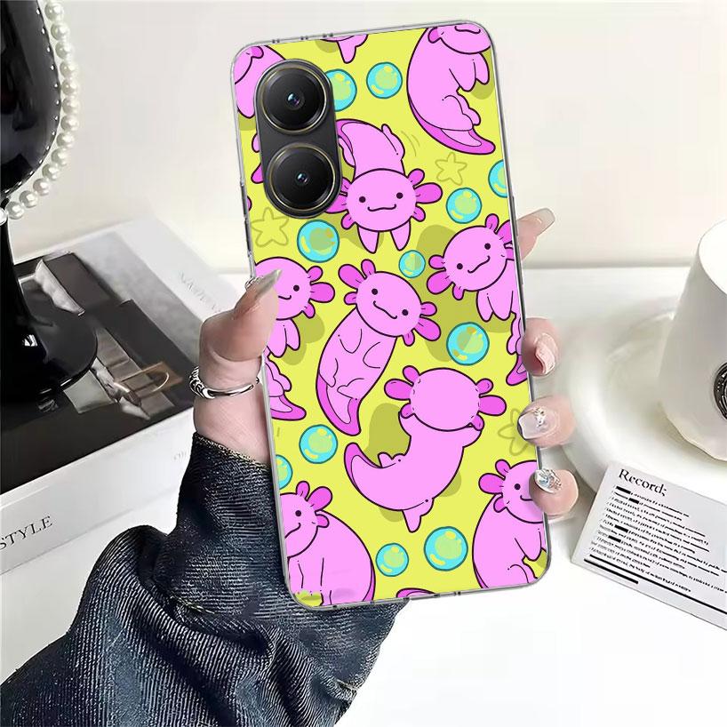 Cute Axolotl Kawaii Soft Phone Case For Xiaomi Redmi 15C 15 13C 13 Poco X5 X6 X7 F7 Ultra M7 12C 12 10 10C 9C 9A 9T 9 Fundas Poc