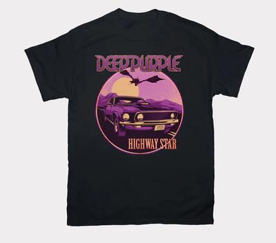 Глубокий Фиолетовый Highway Star Черная Футболка Унисекс Все размеры от S до 5XL Унисекс Футболка