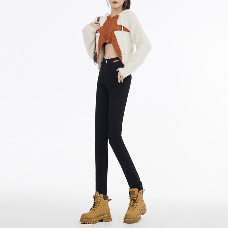 Legs In Autumn and Winter Pencil Pants High Waist and Breasts, Slim and Slim Fit for Women, Nine-point Jeans for Women, Autumn and Winter