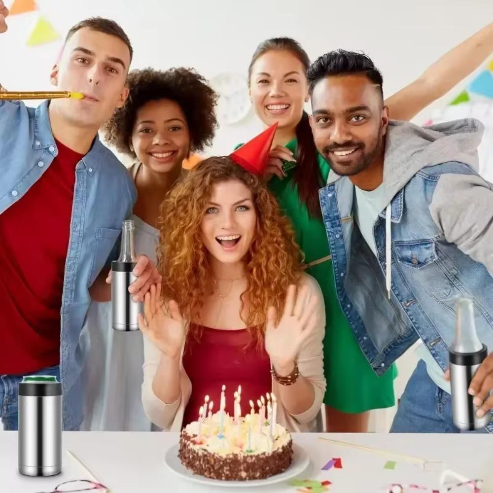 Двустенный изолированный охладитель для пива из нержавеющей стали, охладитель для банок колы, держатель для холодных пивных бутылок, для улицы