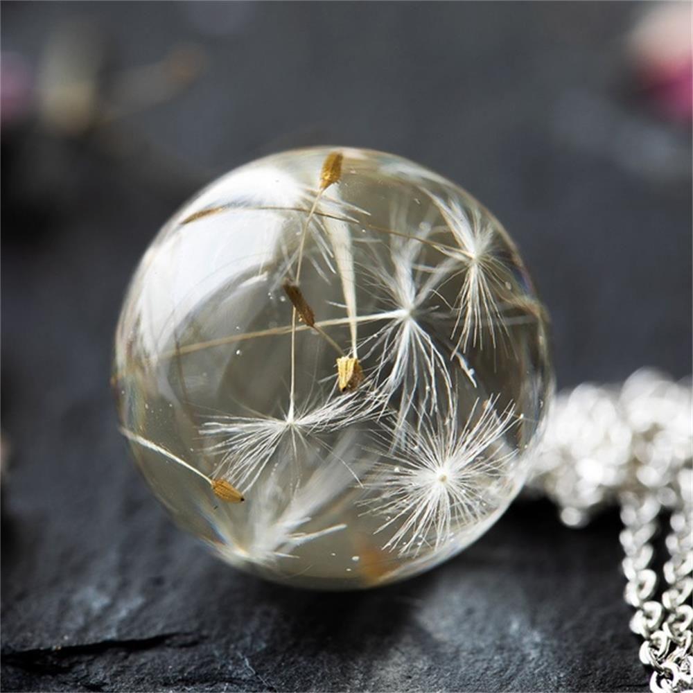 Charm New Chain Handmade Dandelion Clear Crystal Ball Pendant Dandelion Wishing Necklace