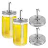 2/4 Pcs Mason Jar Pour Mouth Lid Stainless Steel Mason Jug Flip Cap Dustproof Leakproof Glass Jar Flip Cap Easy to Use Mason Jug