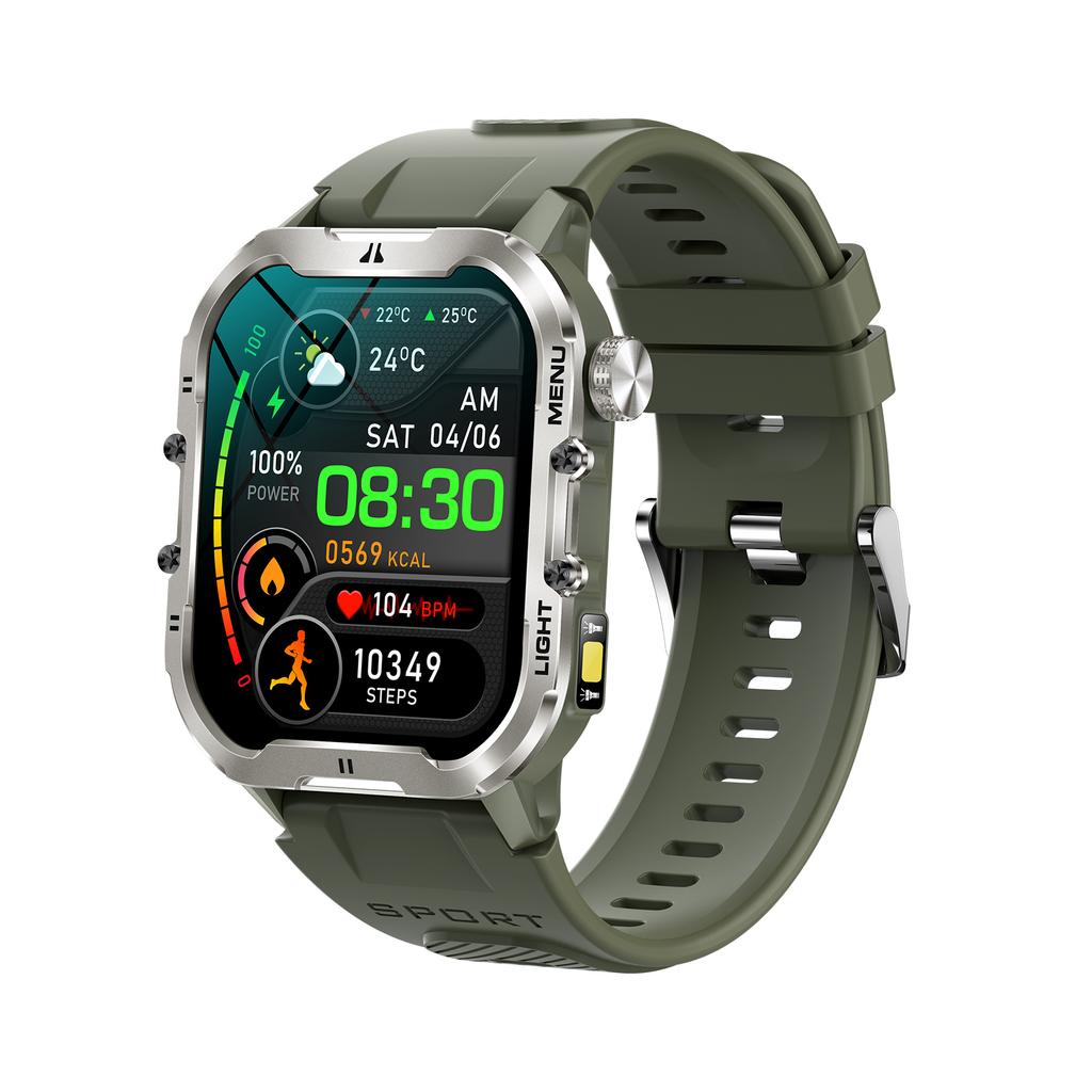 Спортивные смарт-часы для мужчин и женщин со светодиодным фонариком, сенсорным экраном 1,96 дюйма, 100+ спортивных режимов, водонепроницаемые, совместимые с BT 5.2 для Android и iPhone