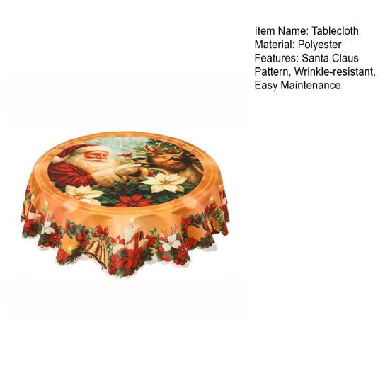 Рождественская круглая скатерть 60 дюймов, не мнется, скатерть с Санта-Клаусом, ретро скатерть, зимнее украшение для дома, для обеденного стола