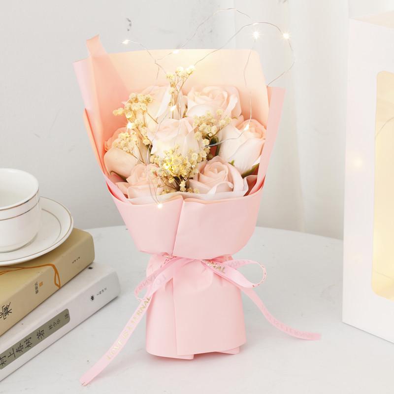 520 Creative Icy Blue Rose and Gypsophila Soap Flower Bouquet for Teacher's Day