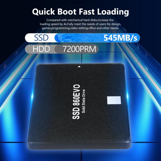 860 EVO SATA 3 2,5-дюймовый SSD 1/2/4 ТБ Максимальная скорость чтения 545 МБ/с Максимальная скорость записи 530 МБ/с Настольный ПК Компьютер Ноутбук Внутренний твердотельный накопитель Замена