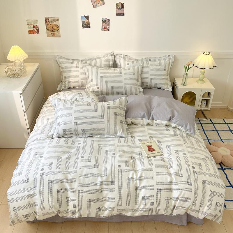 Комплект из четырех предметов, пододеяльник из чистого хлопка, простыня из хлопка, комплект из трех предметов для односпальной кровати в общежитии