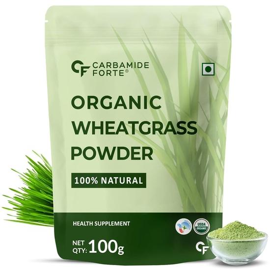 Carbamide Forte 100% Natural Organic Wheatgrass Powder | Wheat Grass Powder Organic  | Wheatgrass Juice Powder - 100g Wheatgrass Powder Organic