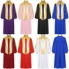 Boys Girls Choir Robe for Church Baptism Costume Zipper Graduation Gown for School