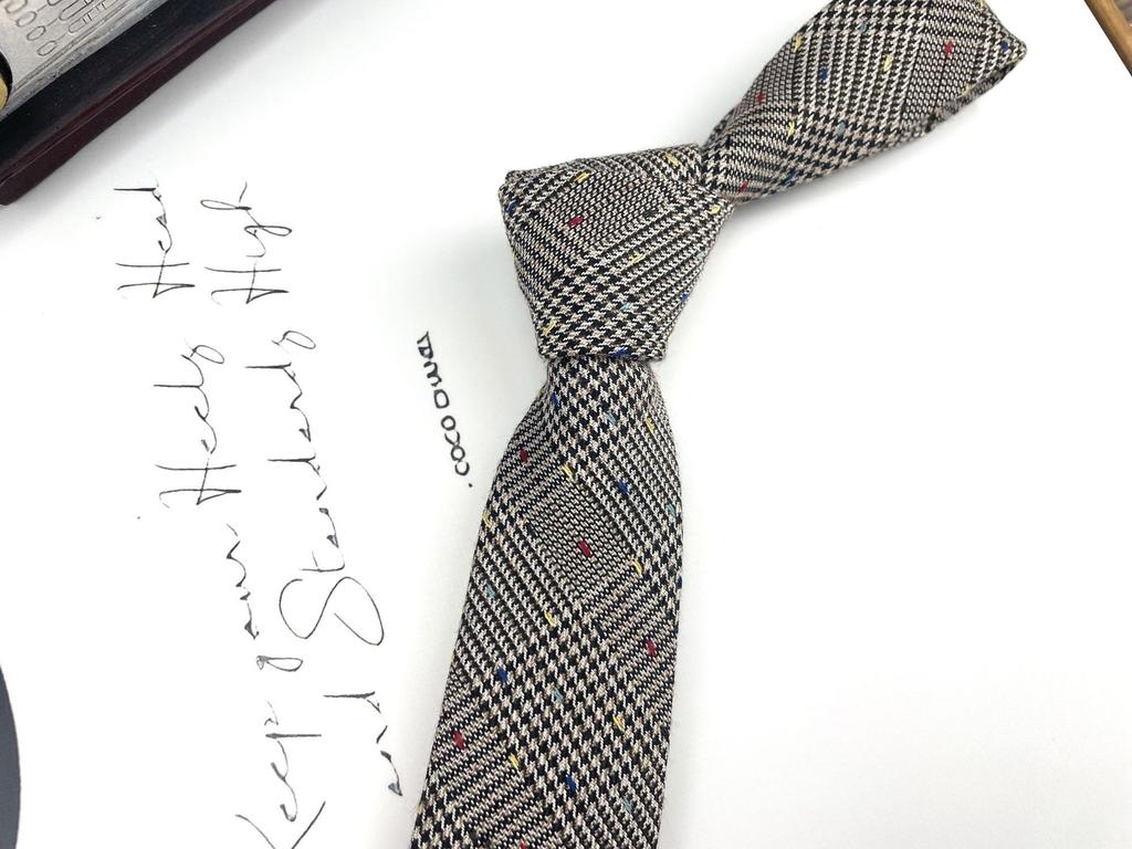 Men'S And Women'S Japanese Retro British 6Cm Narrow Tie Coffee Color Gray Blue Casual Grid, Get Married At Work