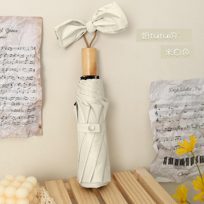 8 спиц ручное открытие простой зонт от солнца из винила с ручкой из массива дерева три сложения зонт от солнца рекламный зонт