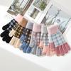 Winter New Full Finger Touch Screen Women's Warm Knitted Woolen Gloves with Checkered and Fleece Interlaced Fingers for Cycling To Keep Warm