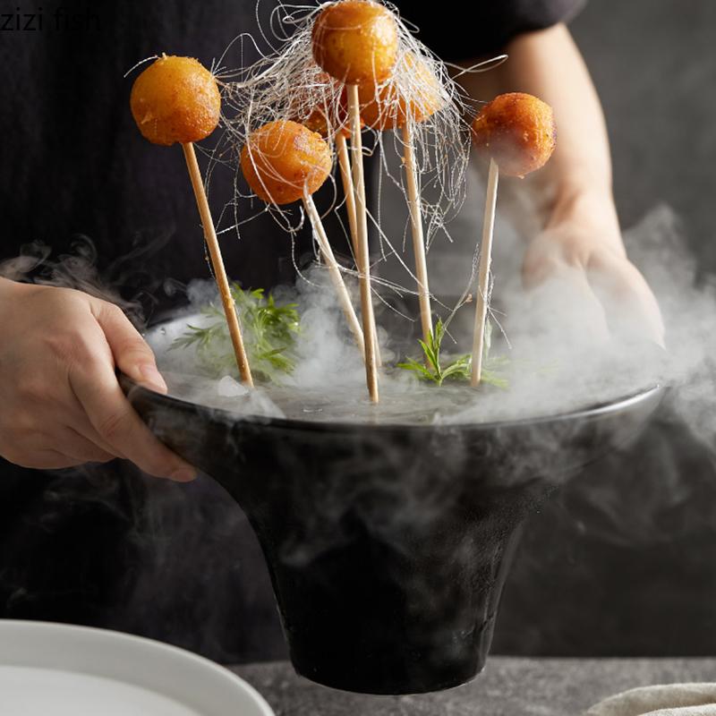 Ceramics Sashimi Sushi Plate Dinner Dish Tableware Cooking Plate Dry Ice Tray Household Restaurant Fruit Pastries Dessert Trays