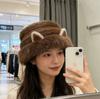 Autumn and winter windproof thick warm imitation mink temperament ear basin hat sweet cold simple bucket hat