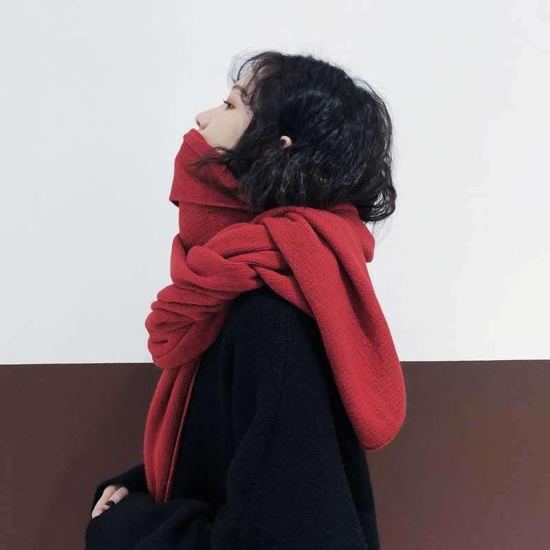 Women's Solid Color Thick Warm Student Couple Scarf New Autumn Winter Female Imitation Cashmere Versatile Scarfs
