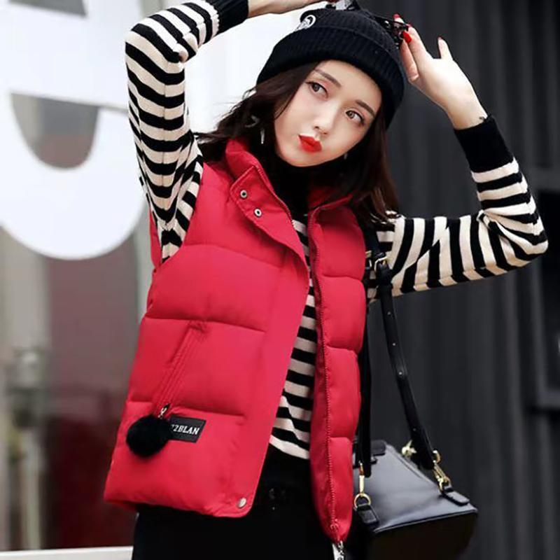 Женский свободный короткий жилет, осенне-зимний утолщенный теплый жилет, пуховое пальто, хлопковый топ