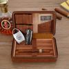Cigar Travel Humidor, Cedar Wood Leather Cigar Case with Cigar Accessories Gift Set, Brown