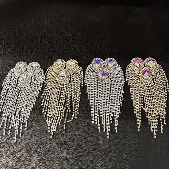 Эполет с бахромой и стразами, эполет-капля на плечо, сверкающий эполет с кисточками, аксессуар для костюмированной вечеринки, сценического выступления