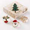 Christmas Tree Enamel Santa Claus Ring Dripping Oil Xmas Jewelry Ornaments Friend