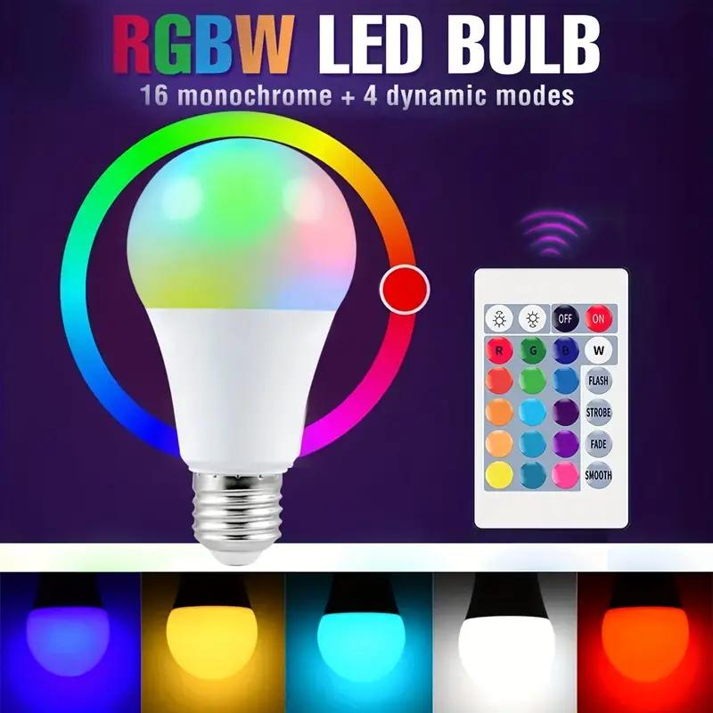 E26/E27 Умная лампа светодиодная RGB с изменением цвета RGBW прожектор AC85-265V домашний пульт дистанционного управления атмосферный ночник