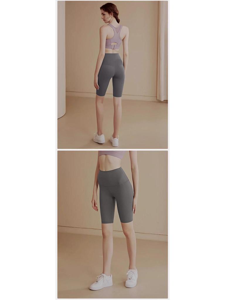 No Embarrassment Women's High Waist Yoga Shorts - Hip Lifting, Tight Fit, Perfect for Running, Cycling, and Fitness.