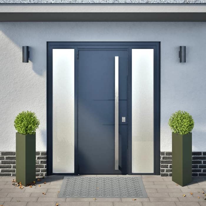 VidaXL Jardinières 2 pcs vert olive triangulaire 30x26x75 cm acier, jardinière d'extérieur, boîte à fleurs, boîte de jardin, 851150