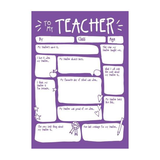 Adorable Thank You Teacher Card with Funny Questions Picture Frame Smooth Surface Easy To Write Cute Greeting Card