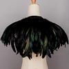 Женская черная накидка-шаль из перьев, готический пелерин-болеро из перьев, пончо с воротником, костюм ведьмы для косплея на Хэллоуин, карнавал