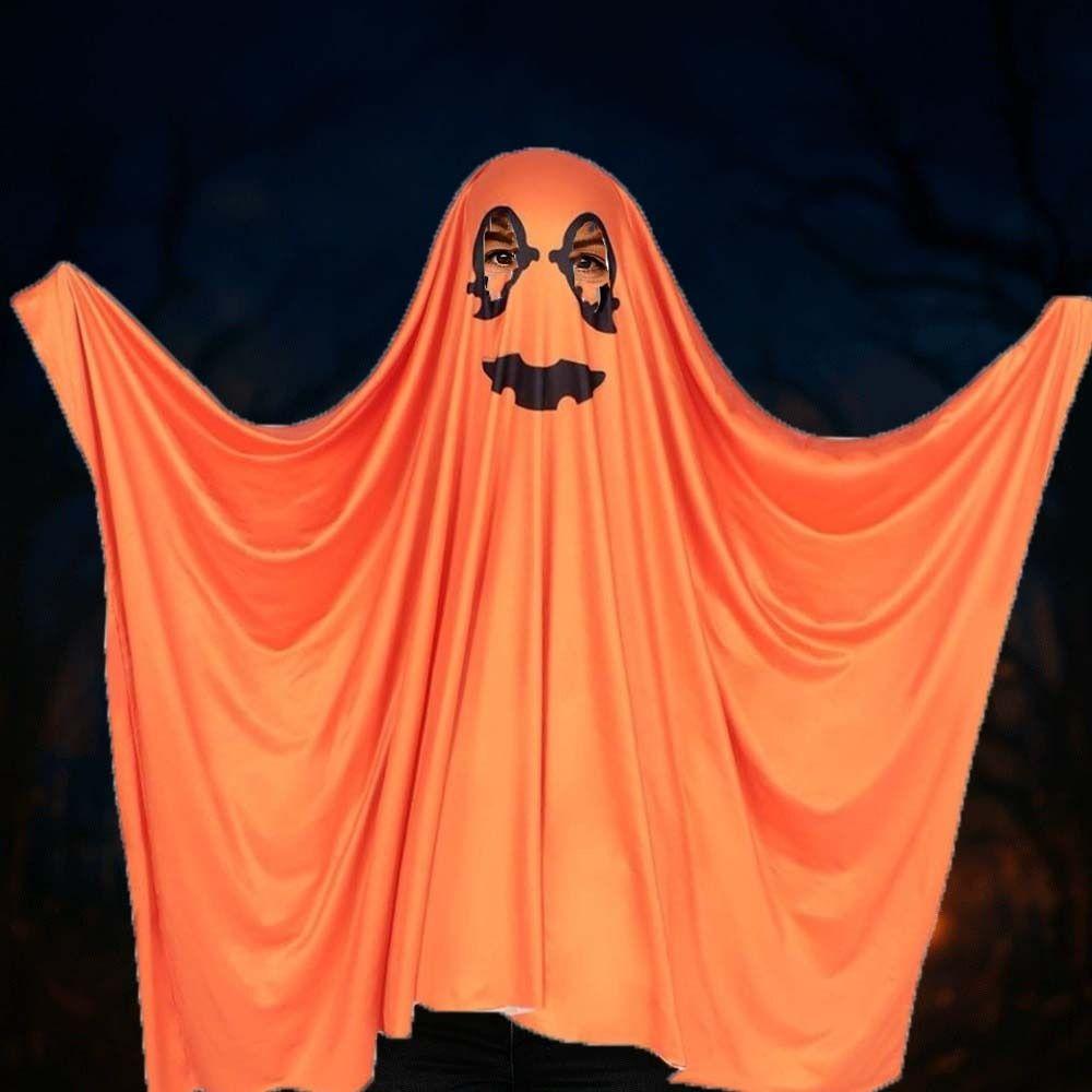 Белый плащ на Хэллоуин, накидка, костюм для косплея призрака с черными глазами, тематическая вечеринка, тыквенный плащ, праздничная одежда