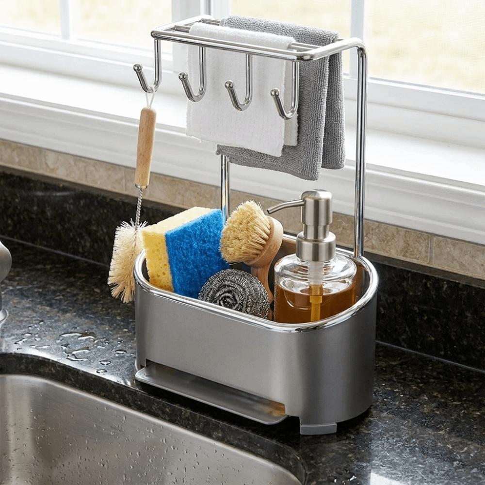 Gunmetal Gray Sponge Drainage Rack Drainage Base Storage Organizer Rack Countertop