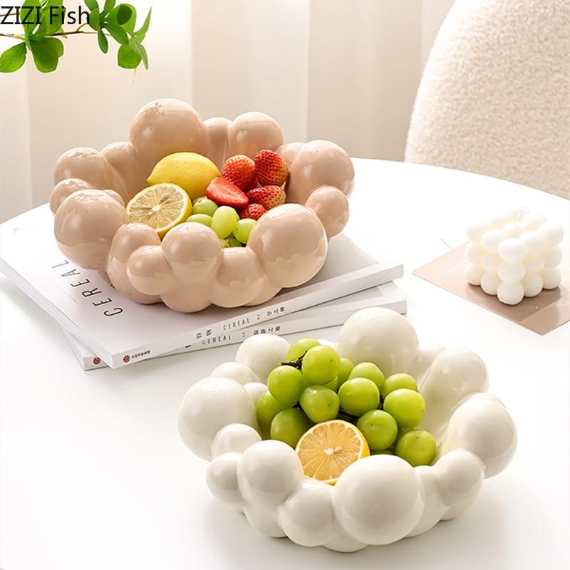 Легкая роскошная керамическая фруктовая тарелка для свадебной вечеринки, ореховые закуски, фруктовая тарелка, украшение для гостиной, украшение для хранения домашней посуды