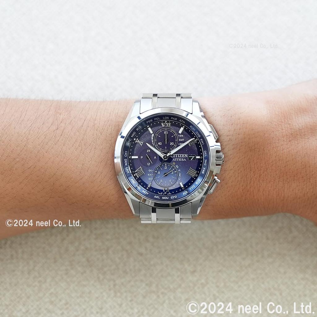 Парные серебристые часы Citizen Attesa DEAR Limited Edition, Eco-Drive с питанием от света, Радиоуправляемые, Водонепроницаемые, Коллекция, Модель, Синие, AT8240-66L,