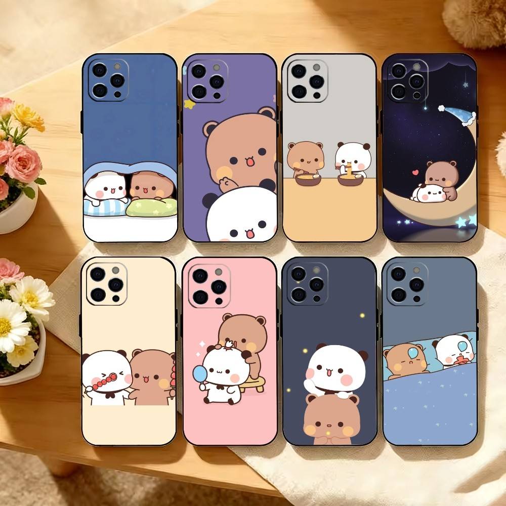 Sweet YiEr & BuBu Phone Case For iPhone 17,16,15,14,13,12,11 Plus,Pro Max,XS,Soft Silicone Black Cover