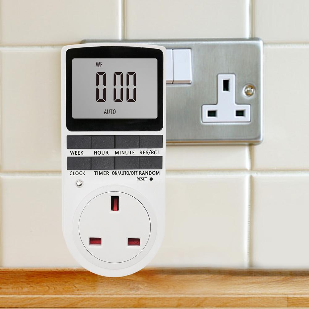 Цифровой таймер для кухни с большим экраном, 24-часовым циклическим управлением и нагрузкой 13 А, вилка UK