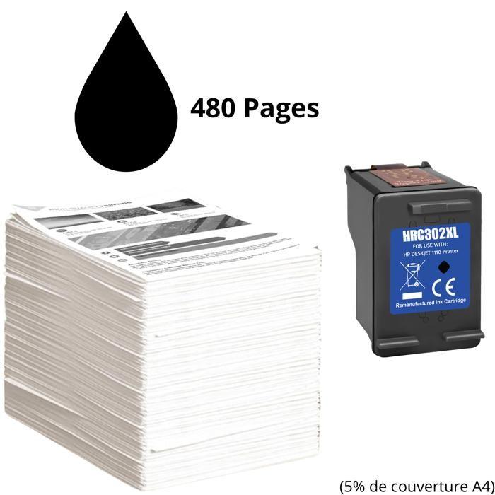 Cartouche d'encre remplacement HP 302XL Noir compatible DeskJet 1110 2100 3630 3635 Envy 4510 4520 OfficeJet 3800 4650 4655 5200