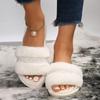 New Warm Fur Slippers for Women Flat Heels Women Shoes Woman Solid Bling Pearl Furry Slippers Female Plus Size