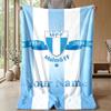 Malmö FF Custom Name Text Flannel Blanket Soccer Logo Personalized Fleece Throw Blanket Special Gift For Sofa Bedroom Home