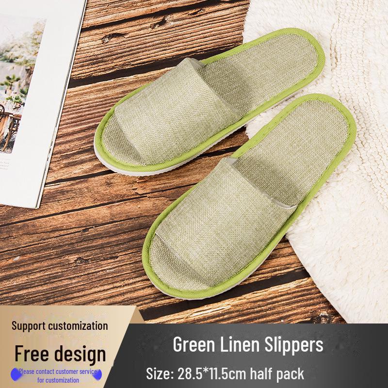 Четырехсезонные нескользящие тапочки из хлопка и льна для отелей и салонов красоты