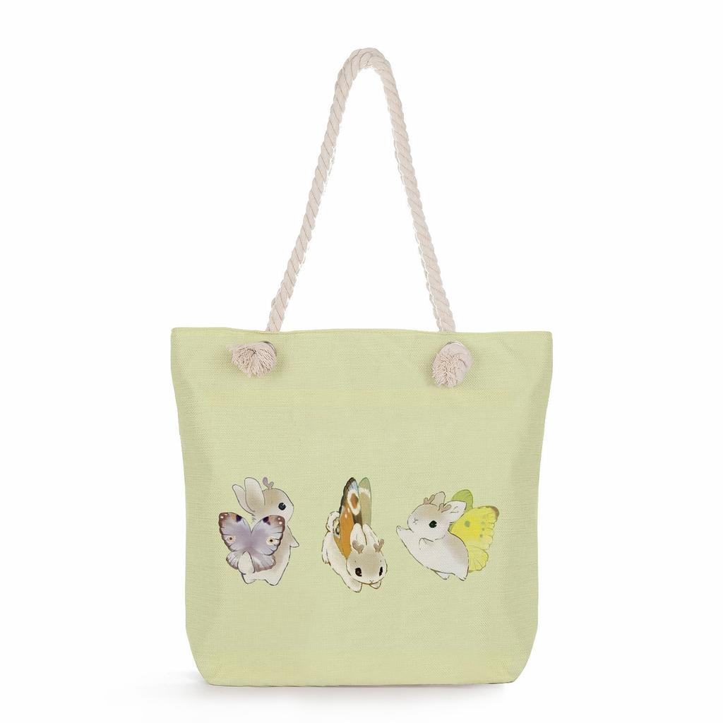 Creative Rabbit print thick rope single-shoulder beach bag 7247 CLE