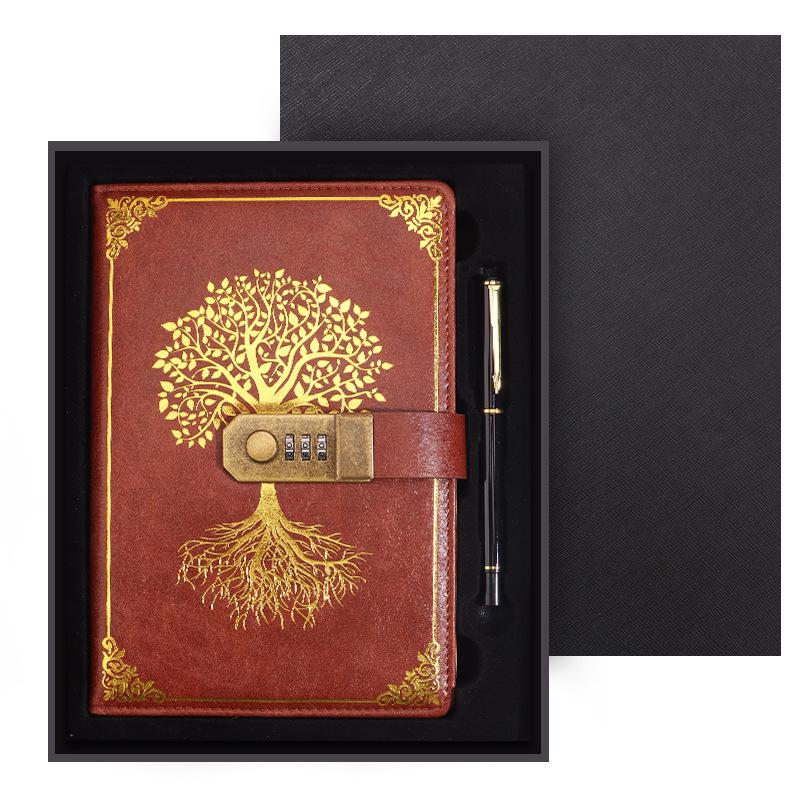 Подарочный набор из ретро-блокнота с паролем формата А5: Ежедневник деловых встреч в офисе с возможностью настраиваемого логотипа.