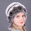 Women's Autumn Winter Warmth Thickened Ear Protection Fur Grass Rex Rabbit Hair Hat Three Ball Round Knitted Hat